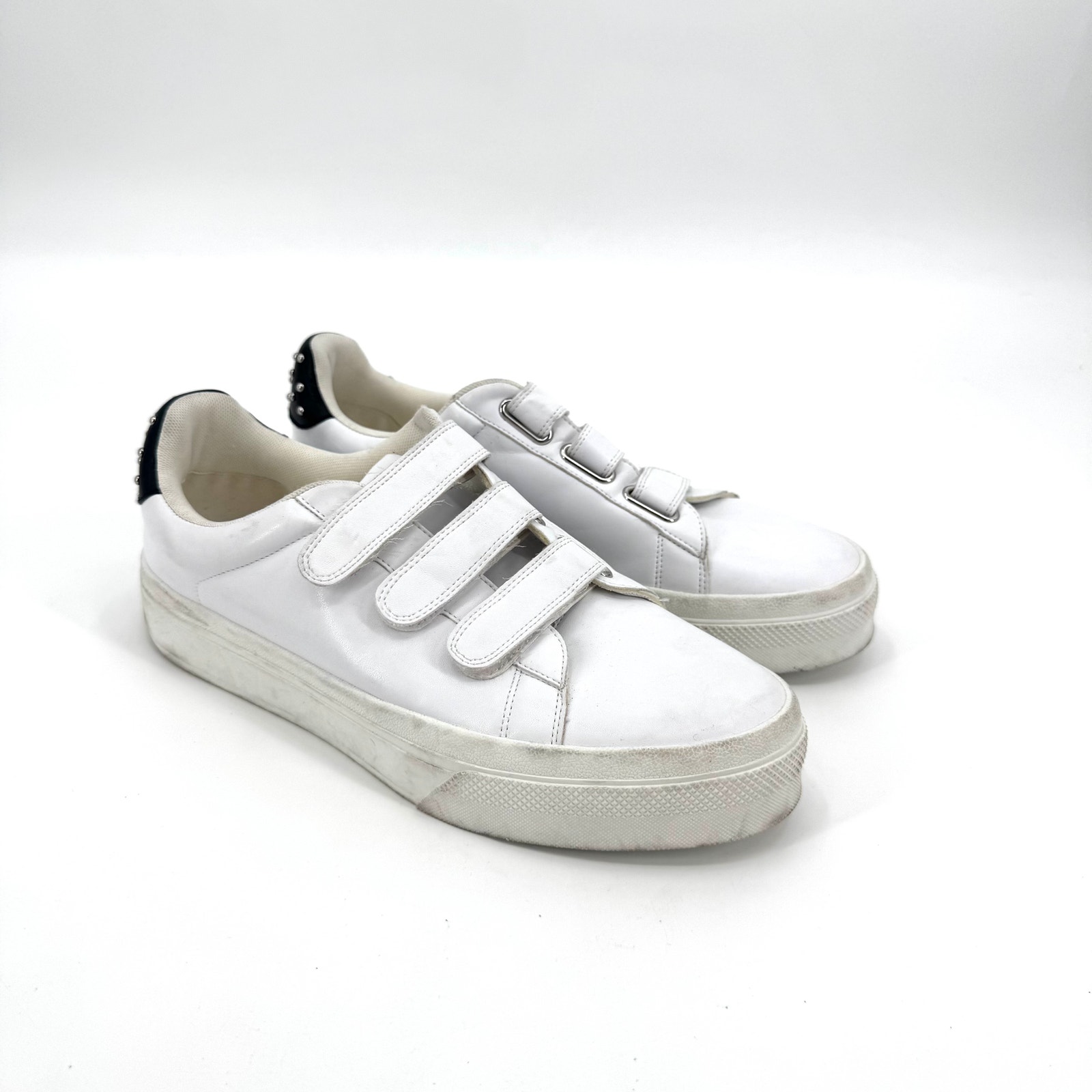 J/Slide White Gerri Studded Platform Hook & Loop Strap Sneakers Size 11